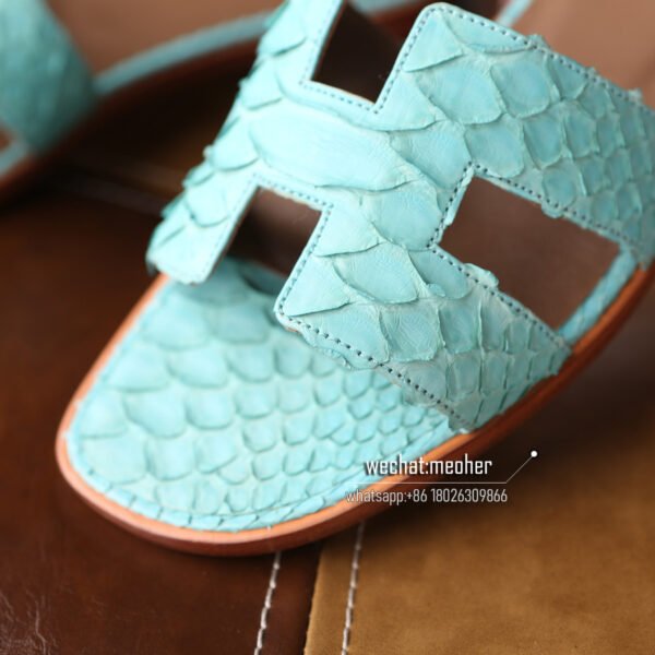 Customized Hermes oran sandal python leather bleu atoll - Image 3