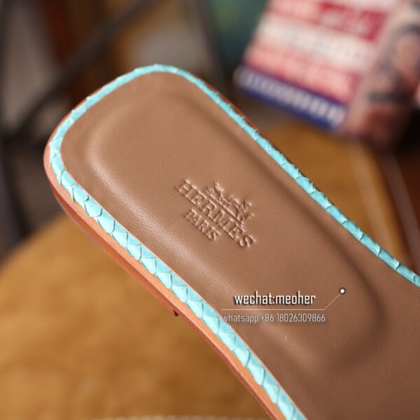Customized Hermes oran sandal python leather bleu atoll - Image 6