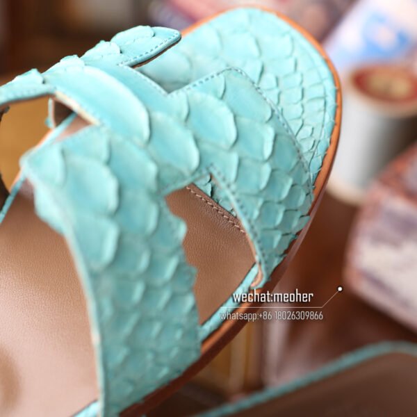 Customized Hermes oran sandal python leather bleu atoll - Image 8