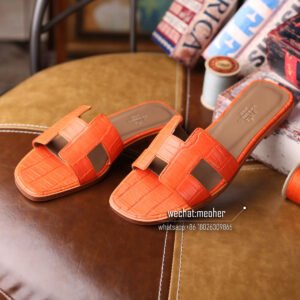 hermes crocodile leather oran sandal