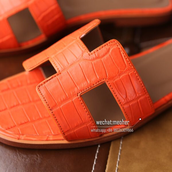 Customized Hermes oran sandal crocodile leather orange - Image 5