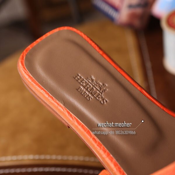Customized Hermes oran sandal crocodile leather orange - Image 6