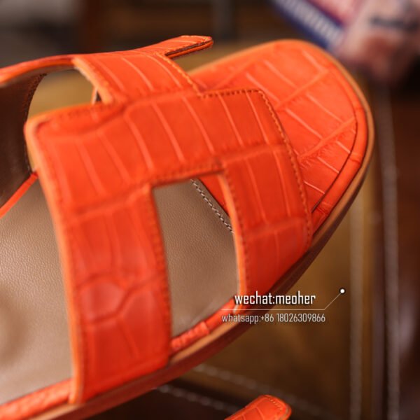 Customized Hermes oran sandal crocodile leather orange - Image 8