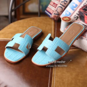 hermes crocodile leather oran sandal