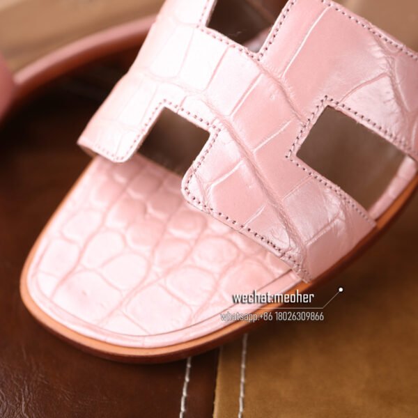 Customized Hermes oran sandal crocodile leather rose gold - Image 2