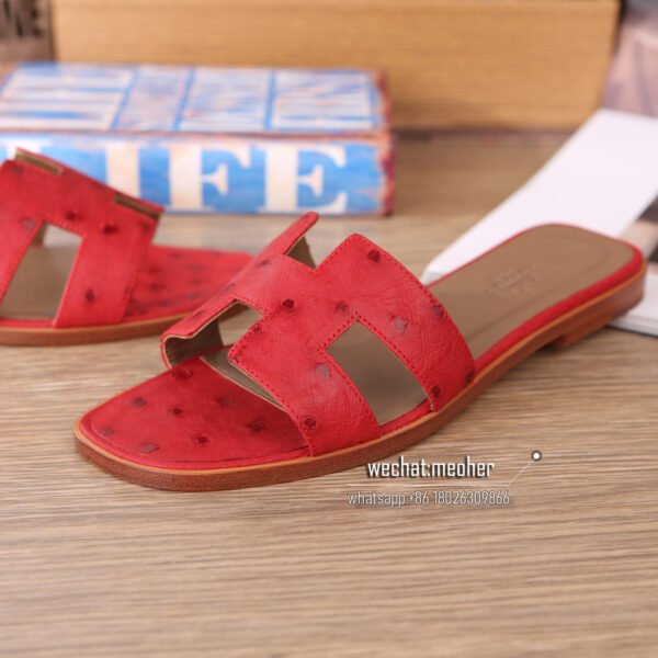 Hermes oran sandal ostrich leather red - Image 4