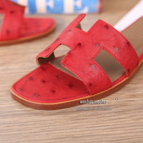 Hermes oran sandal ostrich leather red - Image 5
