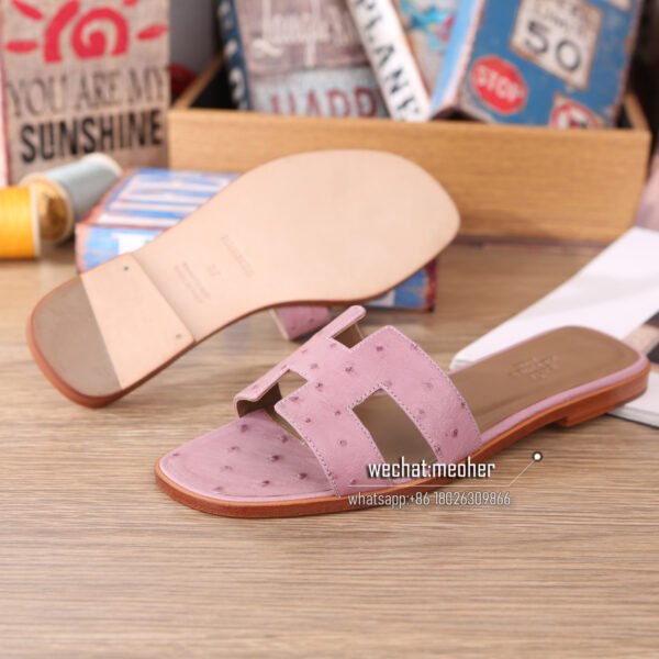 Hermes oran sandal ostrich leather purple - Image 8