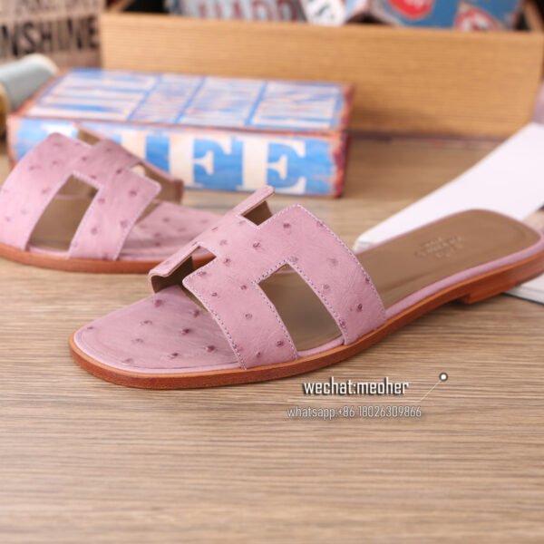 Hermes oran sandal ostrich leather purple - Image 7