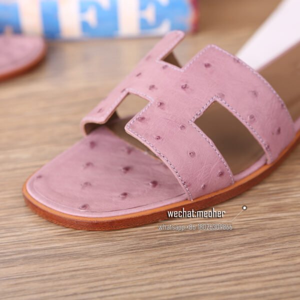 Hermes oran sandal ostrich leather purple - Image 6