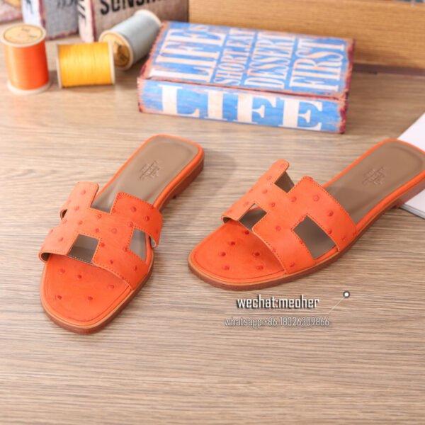 Hermes oran sandal ostrich leather orange - Image 2