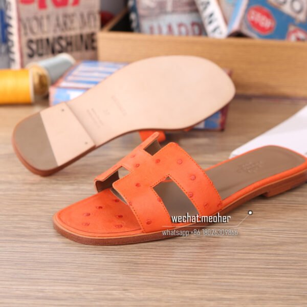Hermes oran sandal ostrich leather orange - Image 3