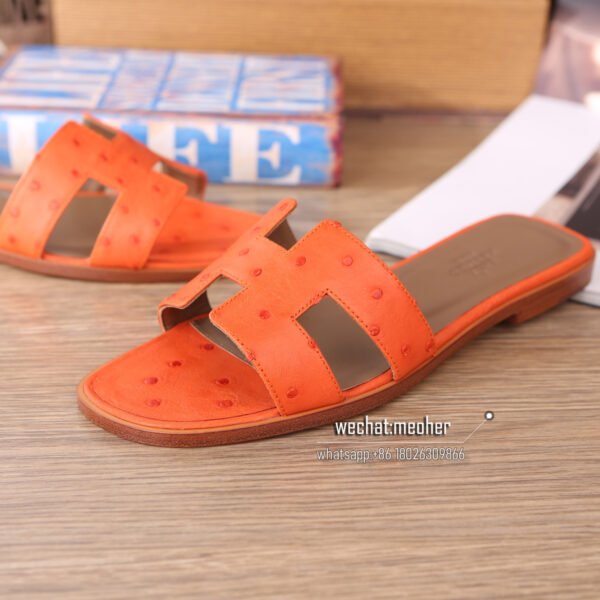 Hermes oran sandal ostrich leather orange - Image 4