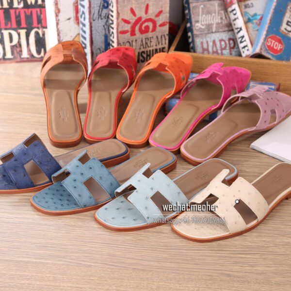 Hermes oran sandal ostrich leather Abricot - Image 9
