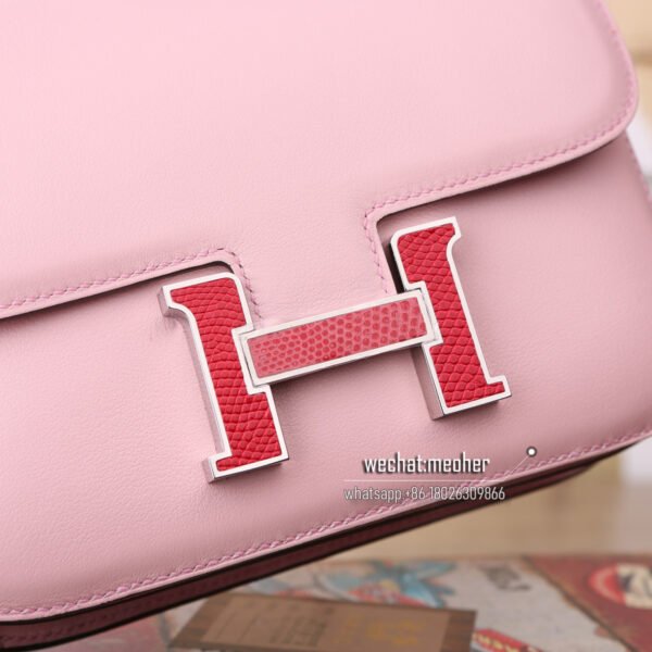 Hermes swift constance 19cm 3q rose sakura lizard hardware - Image 2