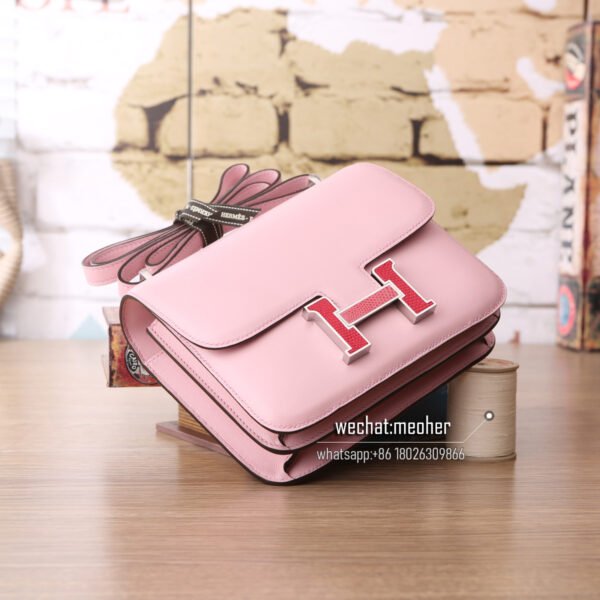 Hermes swift constance 19cm 3q rose sakura lizard hardware - Image 5