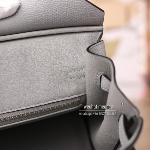 Hermes togo birkin 25cm c80 gris peral - Image 7