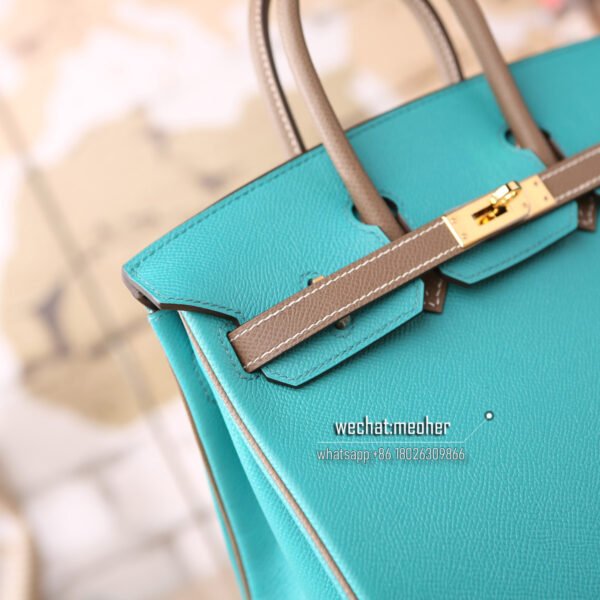 Hermes eposom two colors birkin 25cm 7F blue paon/C18 etoupe - Image 2