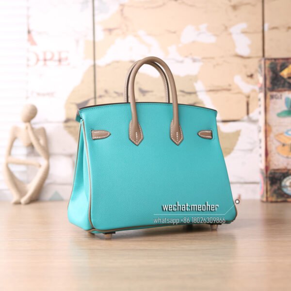 Hermes eposom two colors birkin 25cm 7F blue paon/C18 etoupe - Image 3