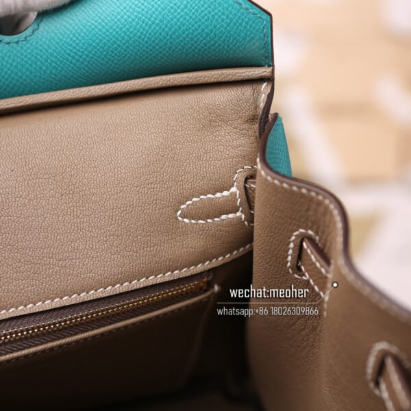 Hermes eposom two colors birkin 25cm 7F blue paon/C18 etoupe - Image 7