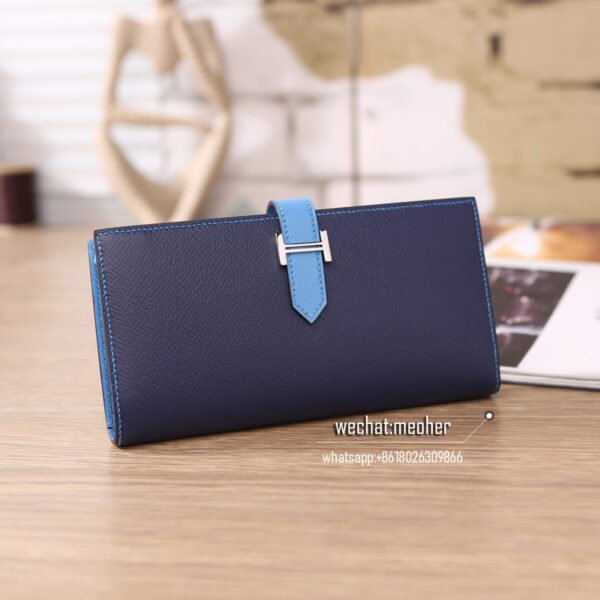 hermes bearn wallet colors dark blue/and light blue