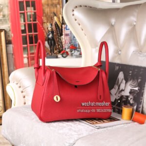 Hermes Lindy 30 Bag in q5 Rouge Casaque Togo Leather