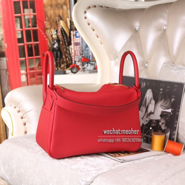 Hermes Lindy 30cm togo q5 rouge casaque - Image 4