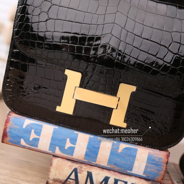 Hermes shiny crocodile constance 19cm ck89 noir - Image 2