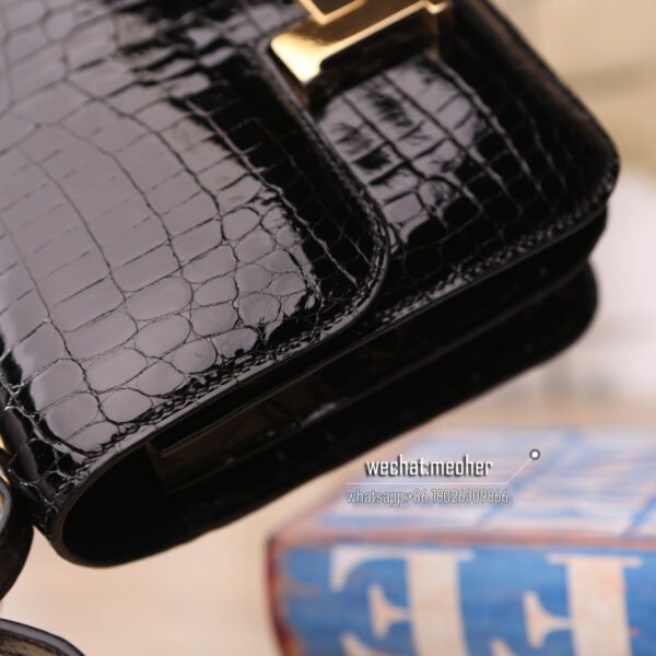 Hermes shiny crocodile constance 19cm ck89 noir - Image 7
