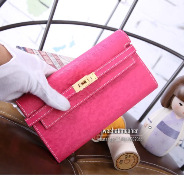Hermes epsom kelly wallet E5 rose tyrien - Image 6