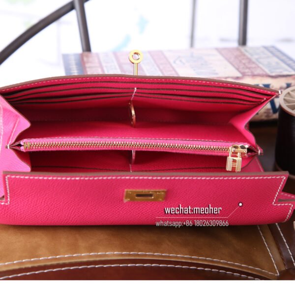 Hermes epsom kelly wallet E5 rose tyrien - Image 10