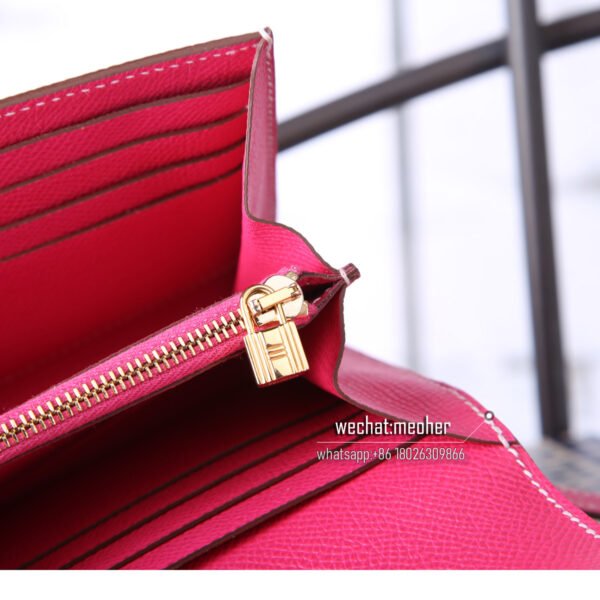 Hermes epsom kelly wallet E5 rose tyrien - Image 11