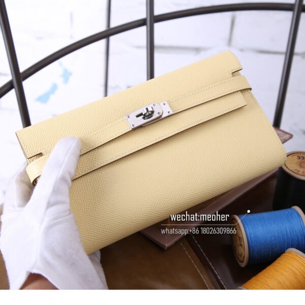 Hermes epsom kelly wallet 1Z jaune poussin - Image 6