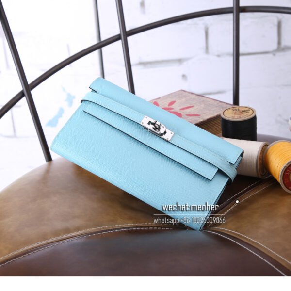 Hermes epsom kelly wallet 3p bleu atoll - Image 4