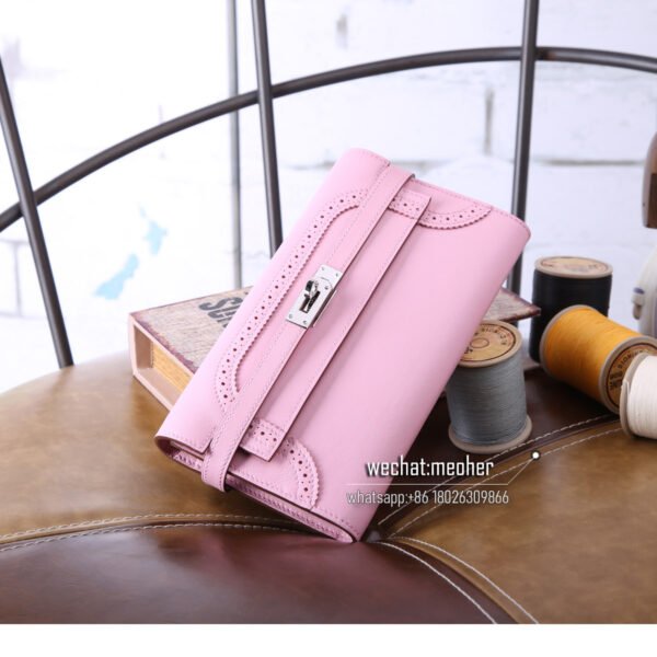 Hermes kelly ghillies wallet swift leather 3q rose sakura - Image 5