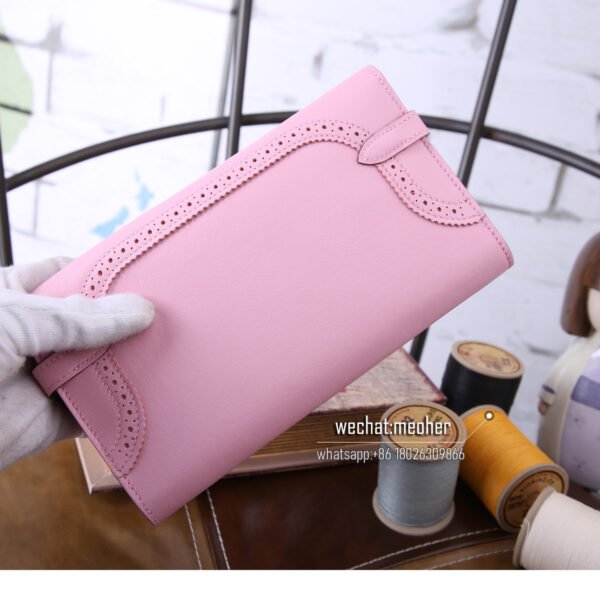 Hermes kelly ghillies wallet swift leather 3q rose sakura - Image 7