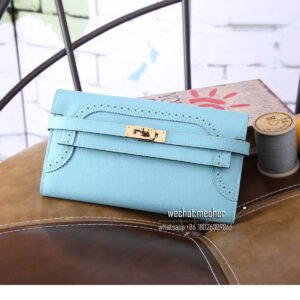 hermes kelly ghillies wallet 3p bleu atoll