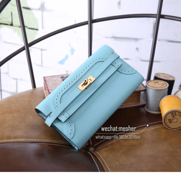 Hermes kelly ghillies wallet swift leather 3p bleu atoll - Image 2