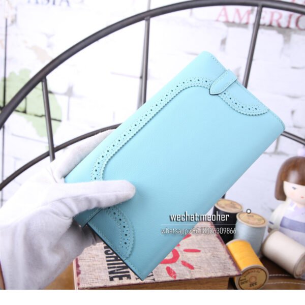 Hermes kelly ghillies wallet swift leather 3p bleu atoll - Image 7
