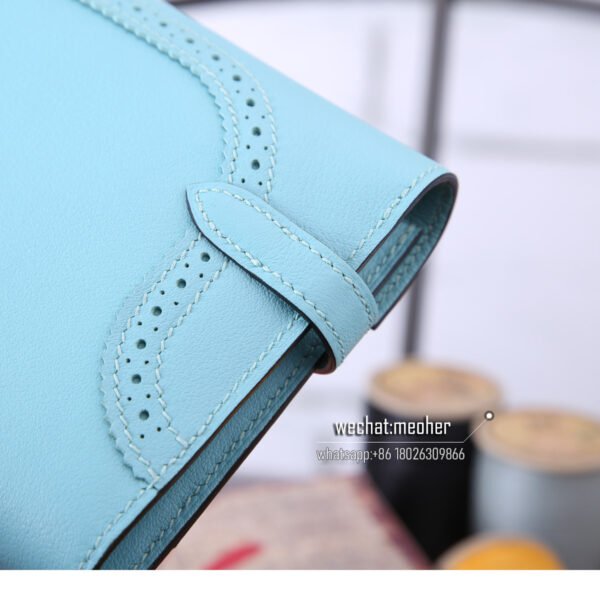 Hermes kelly ghillies wallet swift leather 3p bleu atoll - Image 8