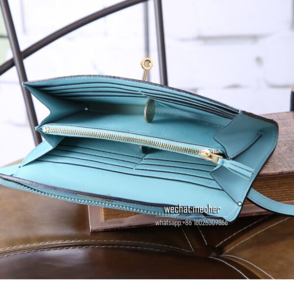 Hermes kelly ghillies wallet swift leather 3p bleu atoll - Image 10