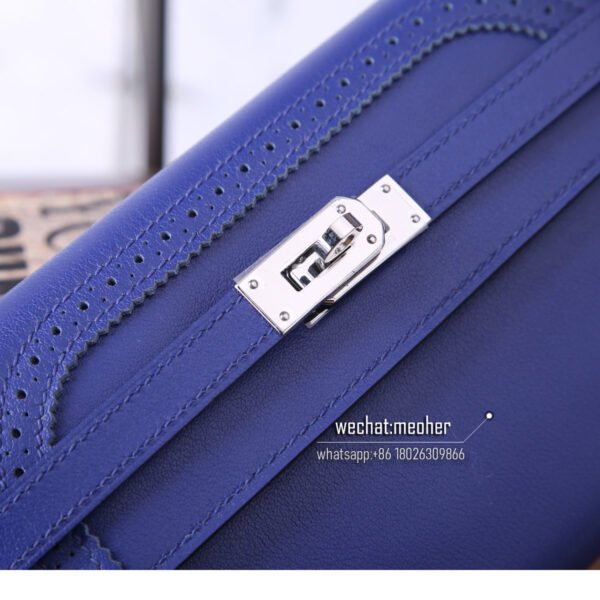Hermes kelly ghillies wallet swift leather 7t bleu electrique - Image 2