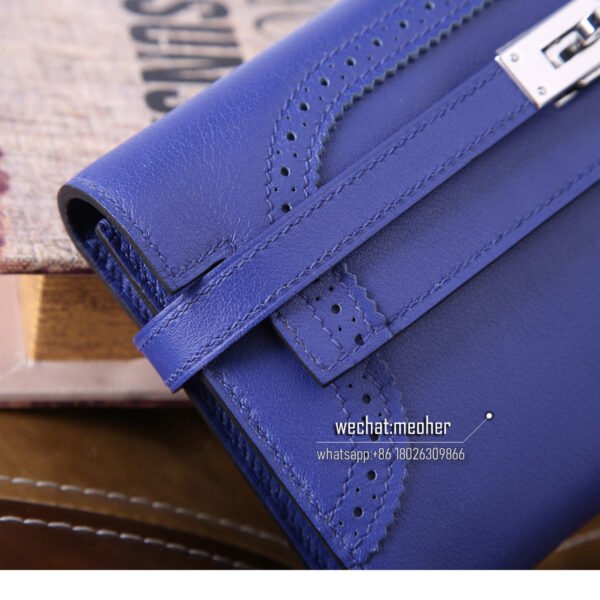 Hermes kelly ghillies wallet swift leather 7t bleu electrique - Image 3