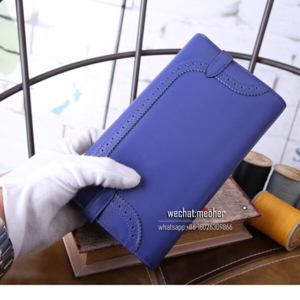 Hermes kelly ghillies wallet swift leather 7t bleu electrique - Image 8