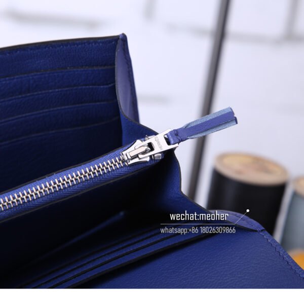 Hermes kelly ghillies wallet swift leather 7t bleu electrique - Image 11