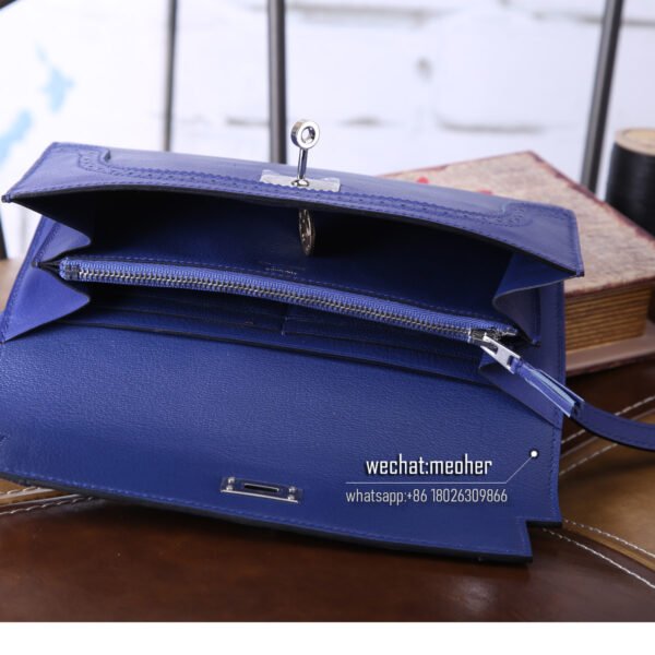 Hermes kelly ghillies wallet swift leather 7t bleu electrique - Image 12