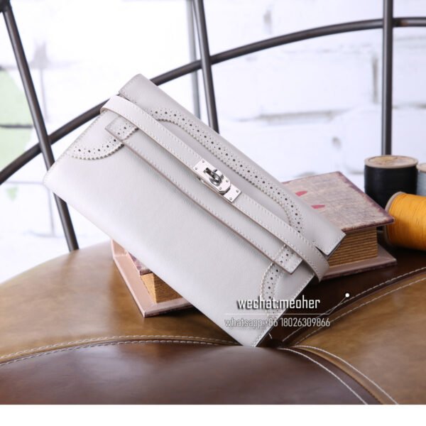 Hermes kelly ghillies wallet swift leather 80 Gris Perle - Image 2