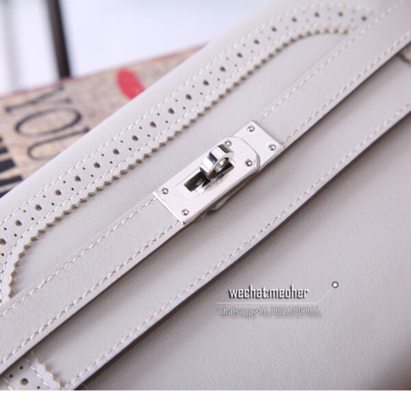Hermes kelly ghillies wallet swift leather 80 Gris Perle - Image 6