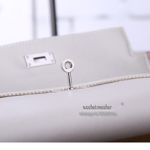 Hermes kelly ghillies wallet swift leather 80 Gris Perle - Image 9