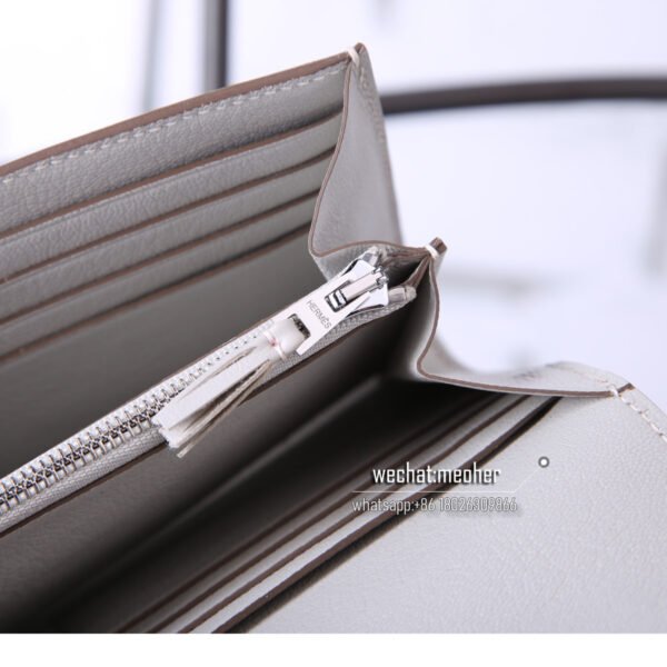 Hermes kelly ghillies wallet swift leather 80 Gris Perle - Image 10